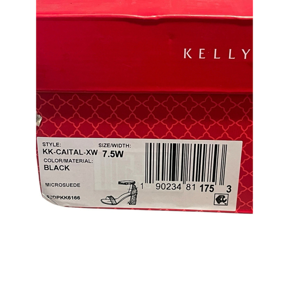 Kelly & Katie Heels Caital XW Size 7.5 Black Wide Block 3.25 Heel Shoe Sparkle - Picture 10 of 11